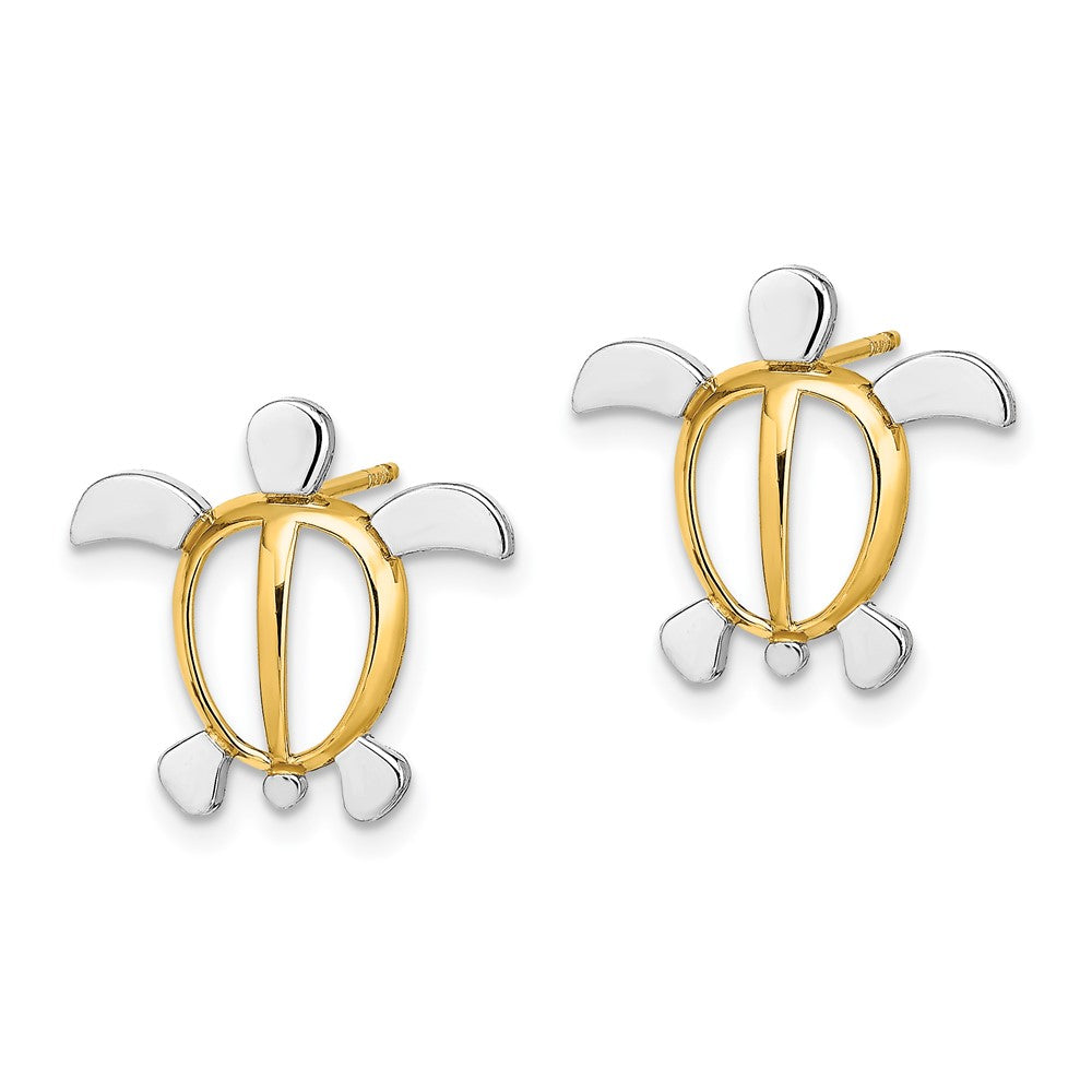 FJC Finejewelers 14k Two-tone Gold Two-color Sea Turtle Post Charm