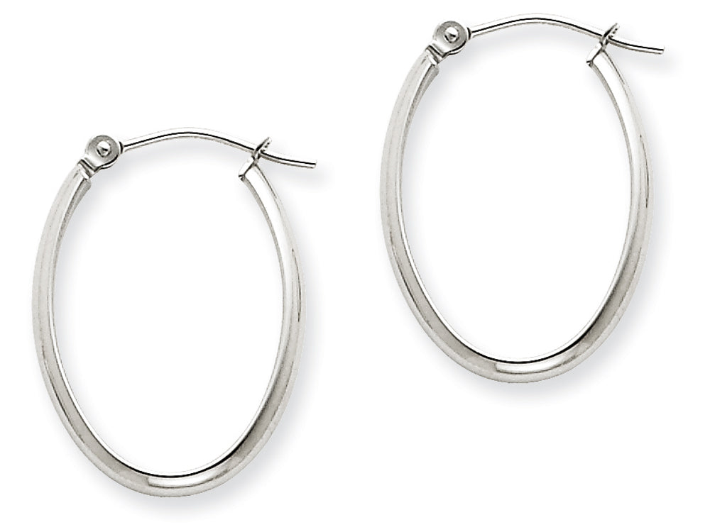 FJC Finejewelers 14k White Gold Polished 2.75mm Oval Tube Hoop Earrings