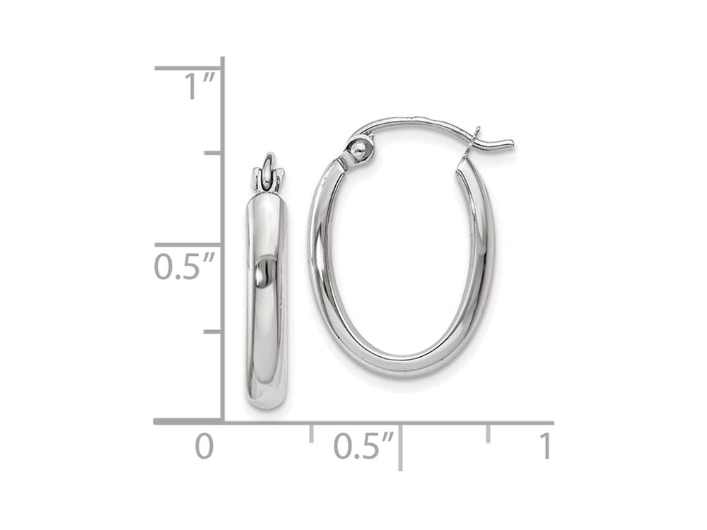 FJC Finejewelers 14k White Gold Polished 2.75mm Oval Tube Hoop Earrings