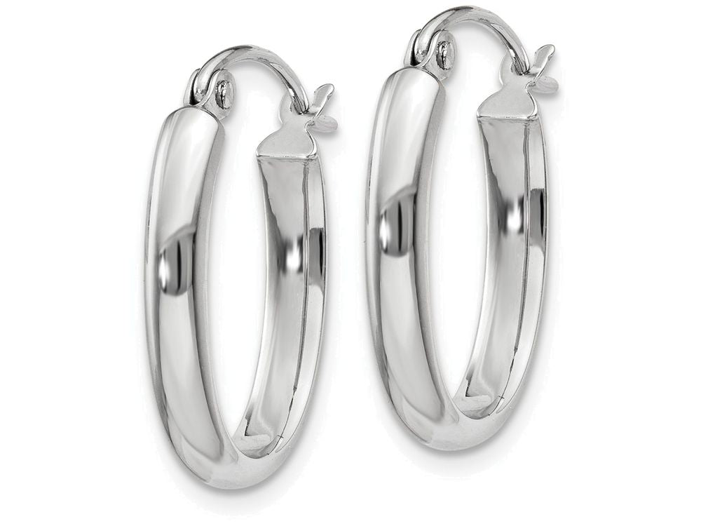 FJC Finejewelers 14k White Gold Polished 2.75mm Oval Tube Hoop Earrings