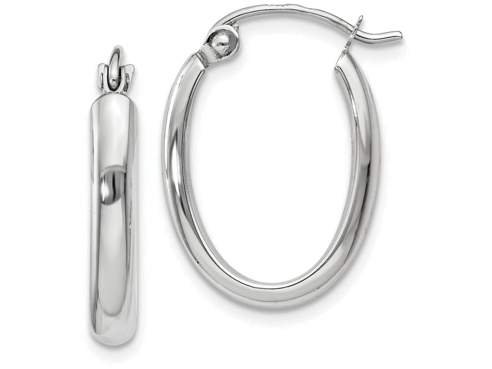 FJC Finejewelers 14k White Gold Polished 2.75mm Oval Tube Hoop Earrings