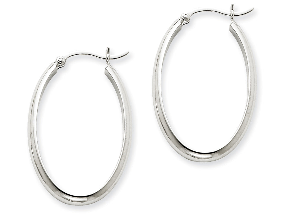 FJC Finejewelers 14k White Gold Polished 3.75mm Oval Tube Hoop Earrings