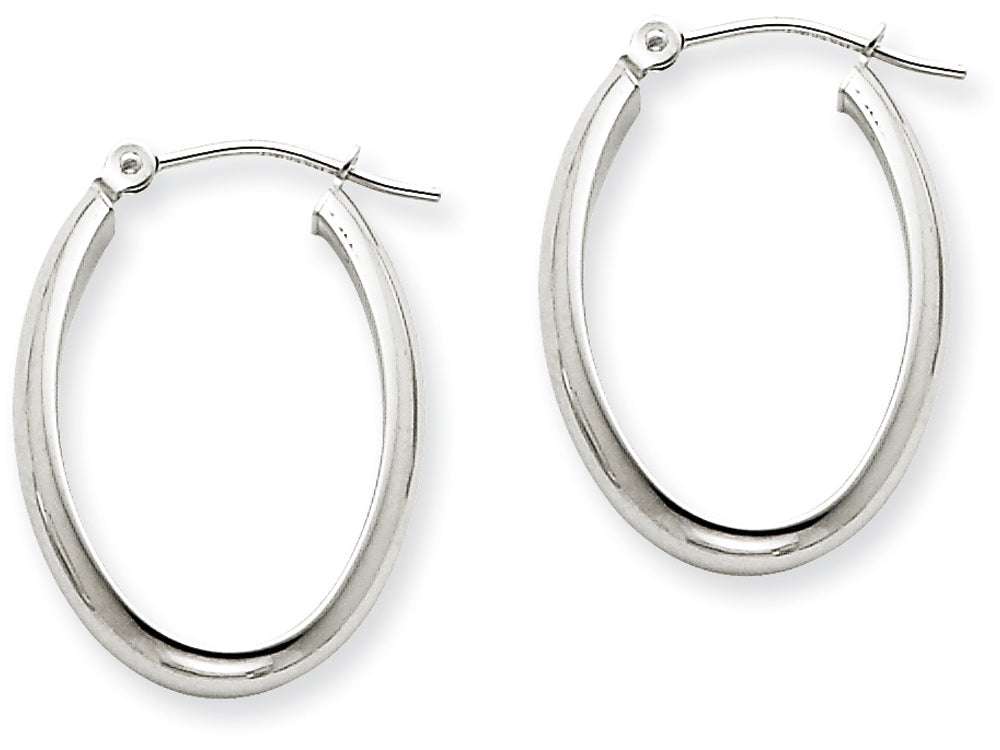 FJC Finejewelers 14k White Gold Polished 3.75mm Oval Tube Hoop Earrings