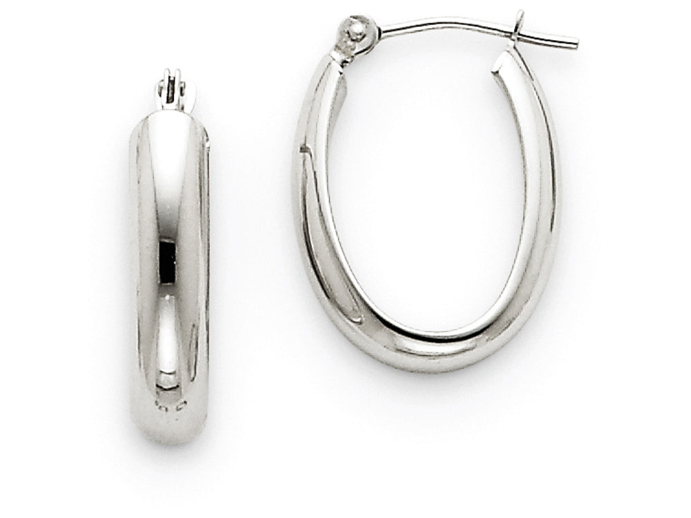 FJC Finejewelers 14k White Gold Polished 3.75mm Oval Tube Hoop Earrings