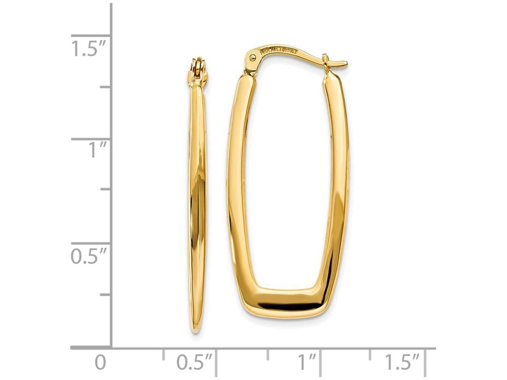 FJC Finejewelers 14k Yellow Gold Polished 2.25mm Rectangle Hoop Earrings