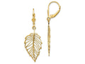 FJC Finejewelers 14k Yellow Gold Polished Leaf Leverback Earrings