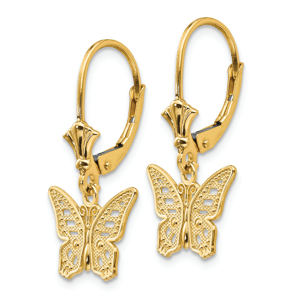 FJC Finejewelers 14k Yellow Gold Butterflyleverback Earringscut-out Textured