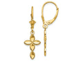FJC Finejewelers 14k Yellow Gold Bright Cut Marquis Shaped Cross with Beaded Edge Leverback Earrings