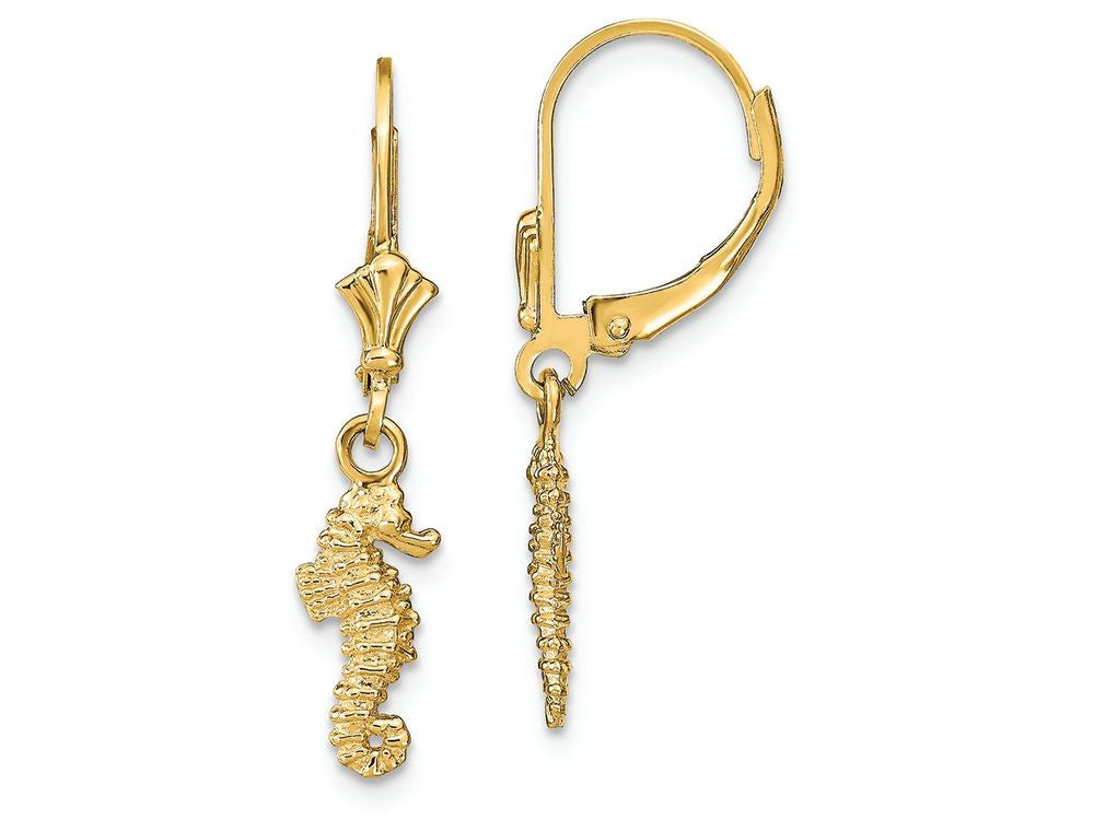 FJC Finejewelers 14k Yellow Gold Mini 3d Seahorse Leverback Earrings