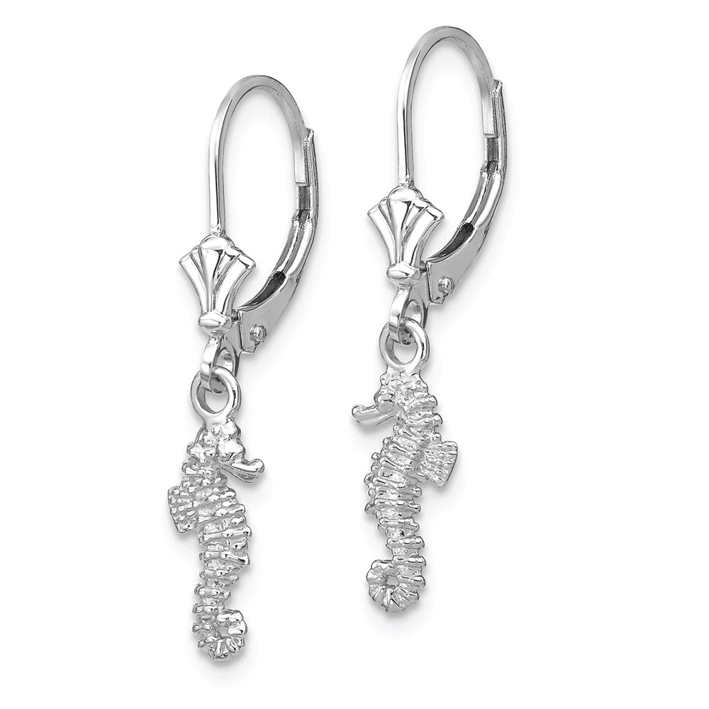 FJC Finejewelers 14k White Gold Mini 3d Seahorse Leverback Earrings