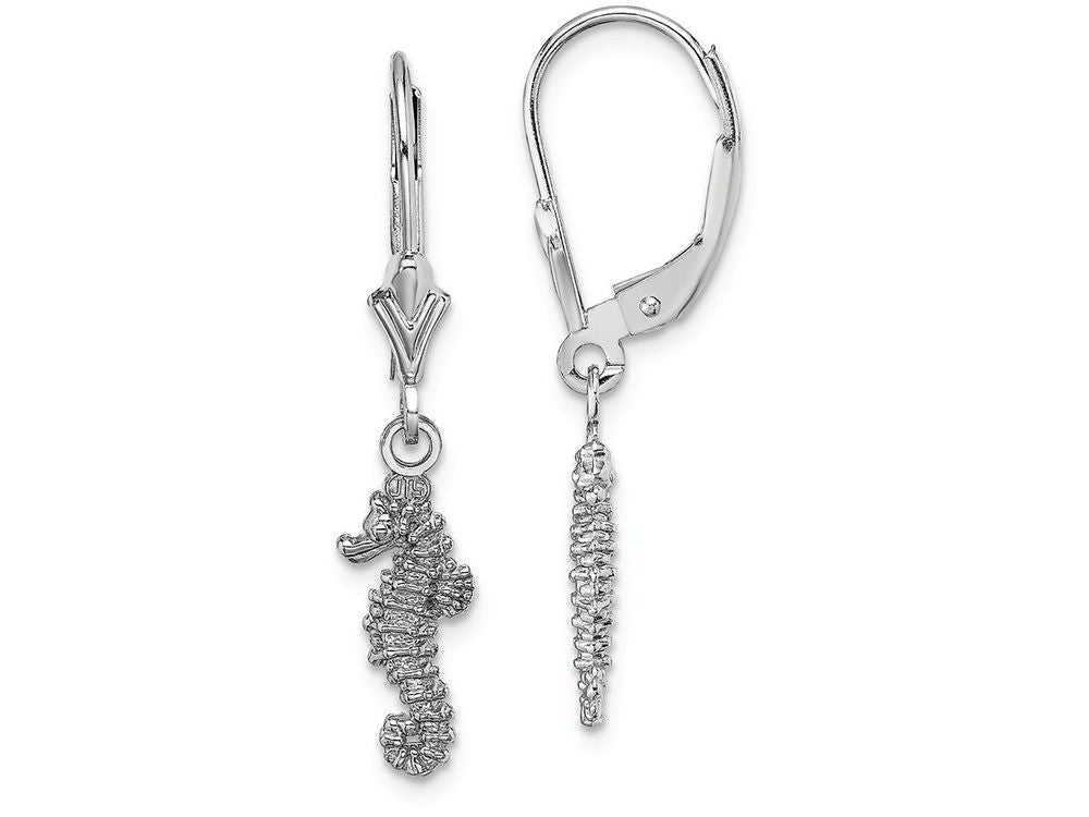 FJC Finejewelers 14k White Gold Mini 3d Seahorse Leverback Earrings