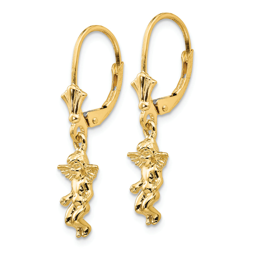 FJC Finejewelers 14k Yellow Gold 3d Mini Guardian Angelleverback Earrings