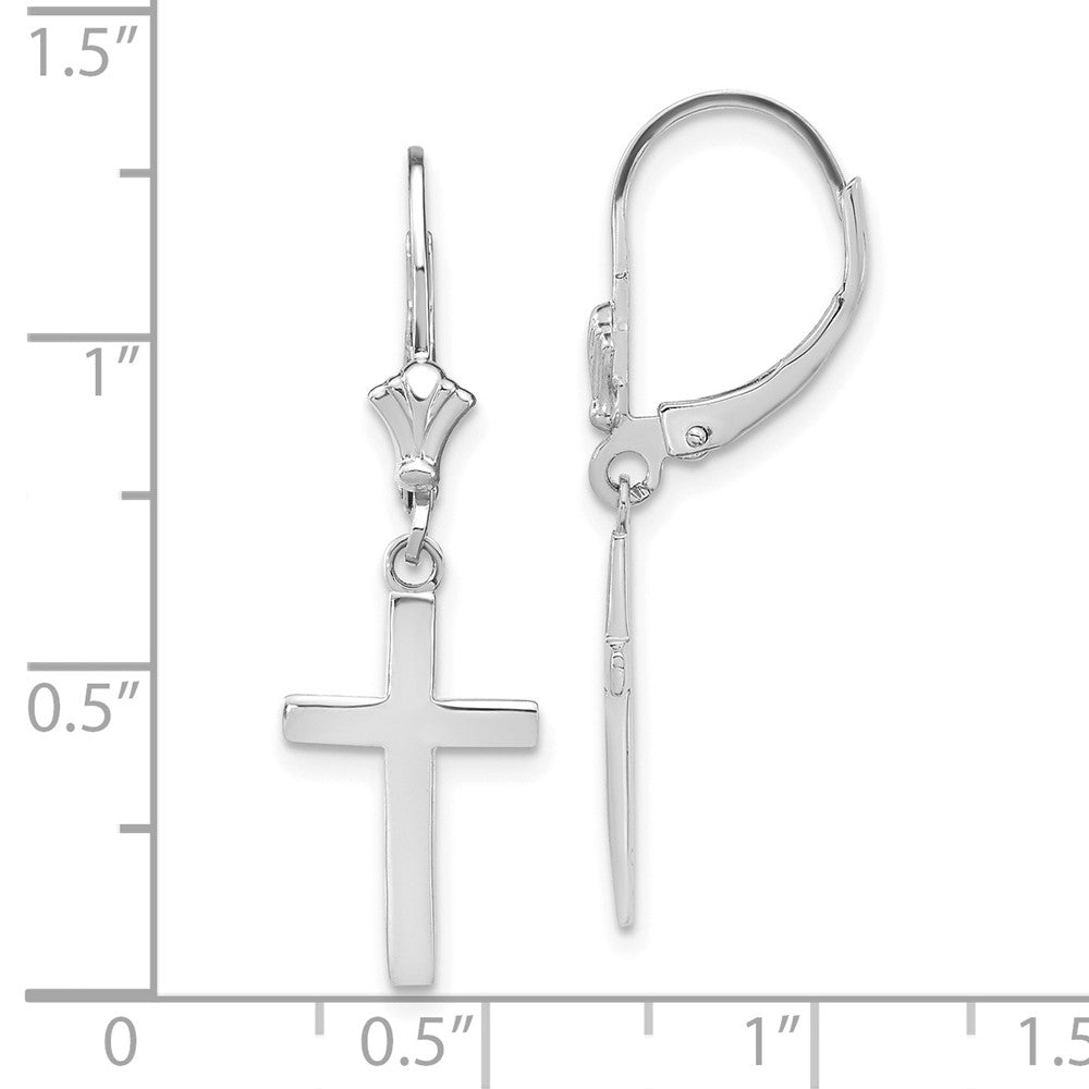 FJC Finejewelers 14k White Gold Beveled Cross with Square Tips Leverback Earrings