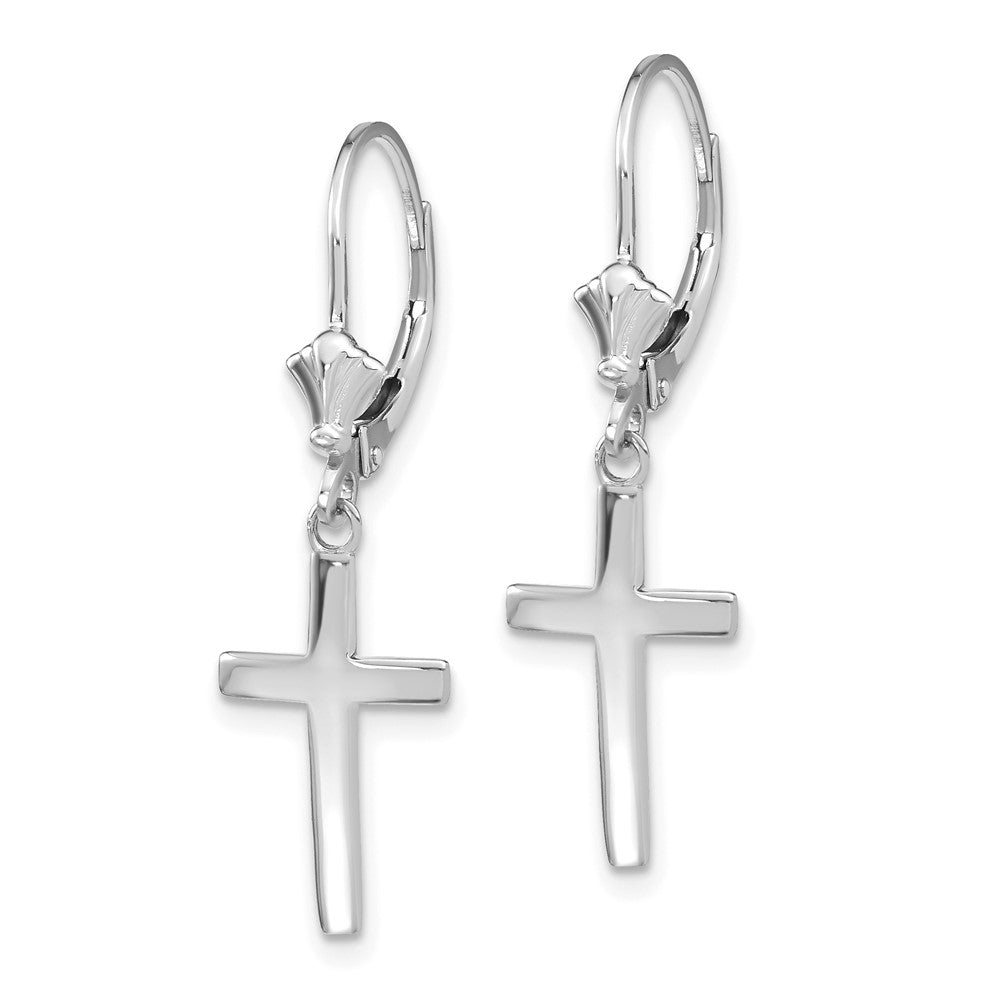 FJC Finejewelers 14k White Gold Beveled Cross with Square Tips Leverback Earrings