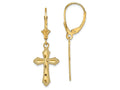 FJC Finejewelers 14k Yellow Gold Bright Cut Cross with Beaded Edge Leverback Earrings