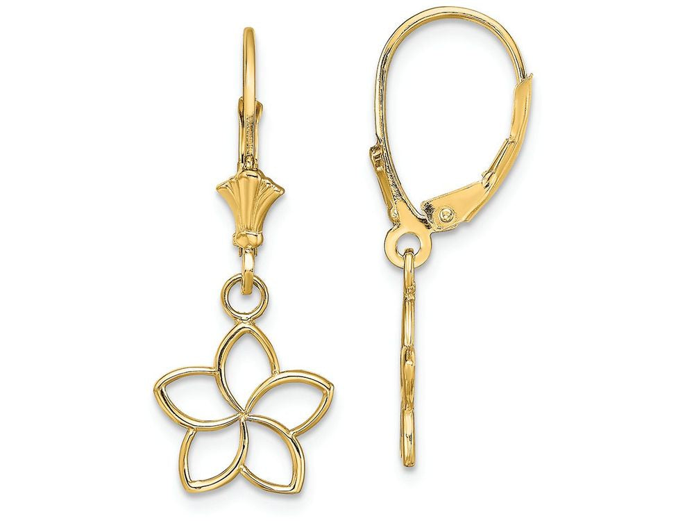 FJC Finejewelers 14k Yellow Gold Flower Leverback Earringscut-out