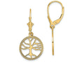 FJC Finejewelers 14k Yellow Gold Tree Of Life In Round Frame Leverback Earrings