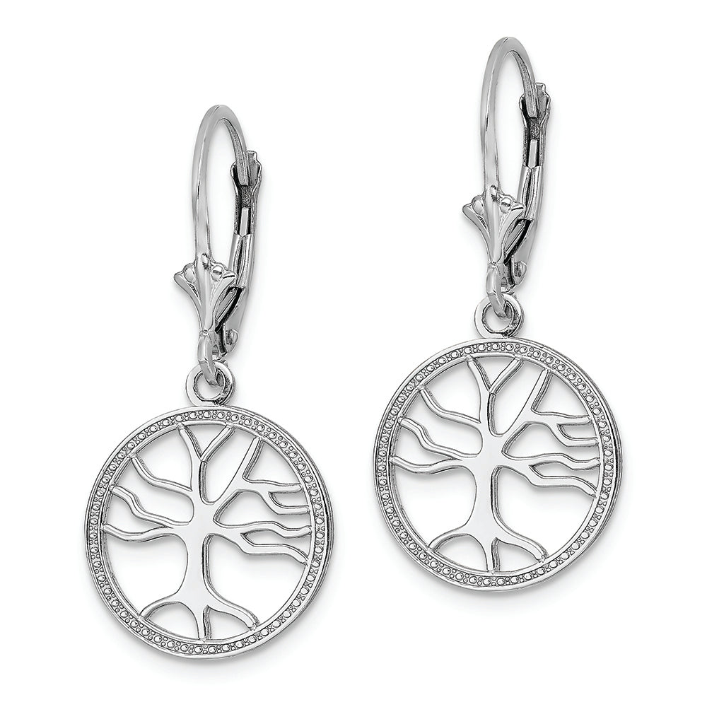FJC Finejewelers 14k White Gold Tree Of Life In Round Frame Leverback Earrings