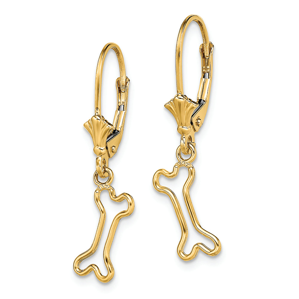 FJC Finejewelers 14k Yellow Gold Mini Dog Bone Leverback Earringscut-out