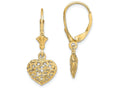 FJC Finejewelers 14k Yellow Gold 3d Mini Bright Cut Puffed Heartleverback Earrings
