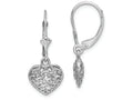FJC Finejewelers 14k White Gold 3d Mini Bright Cut Puffed Heartleverback Earrings