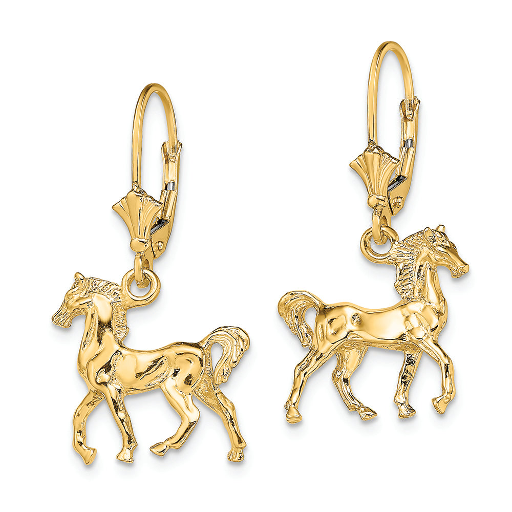 FJC Finejewelers 14k Yellow Gold 3d Horse - Standingleverback Earrings