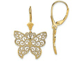 FJC Finejewelers 14k Yellow Gold Butterfly with Beaded Filigree Wings Leverback Earrings