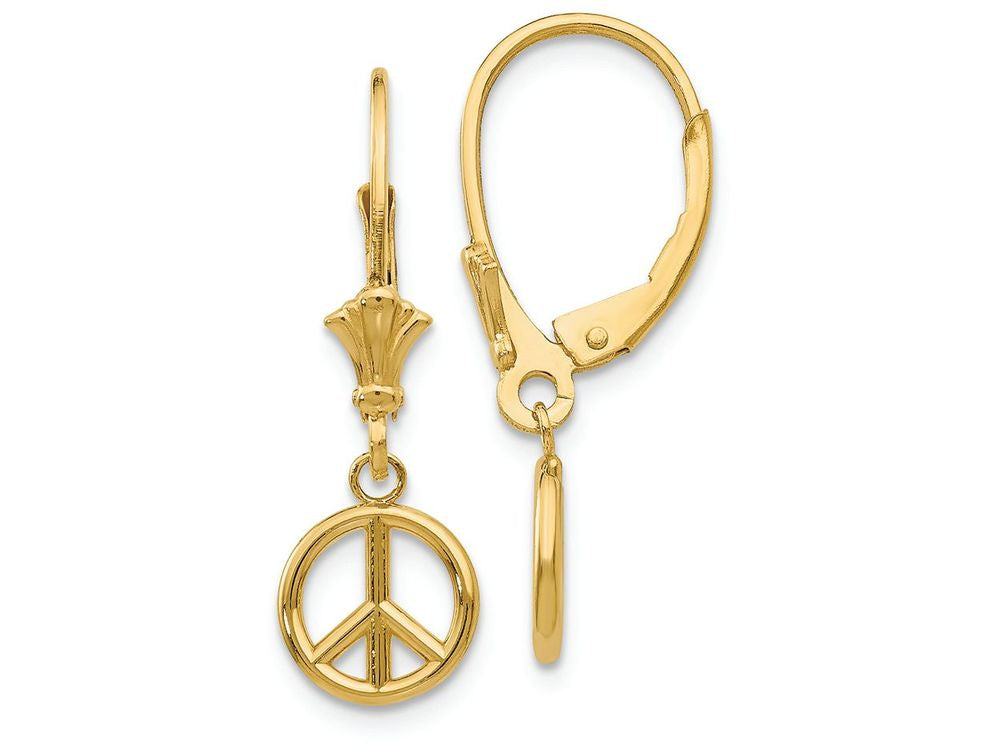 FJC Finejewelers 14k Yellow Gold 3d Peace Symbol Leverback Earrings