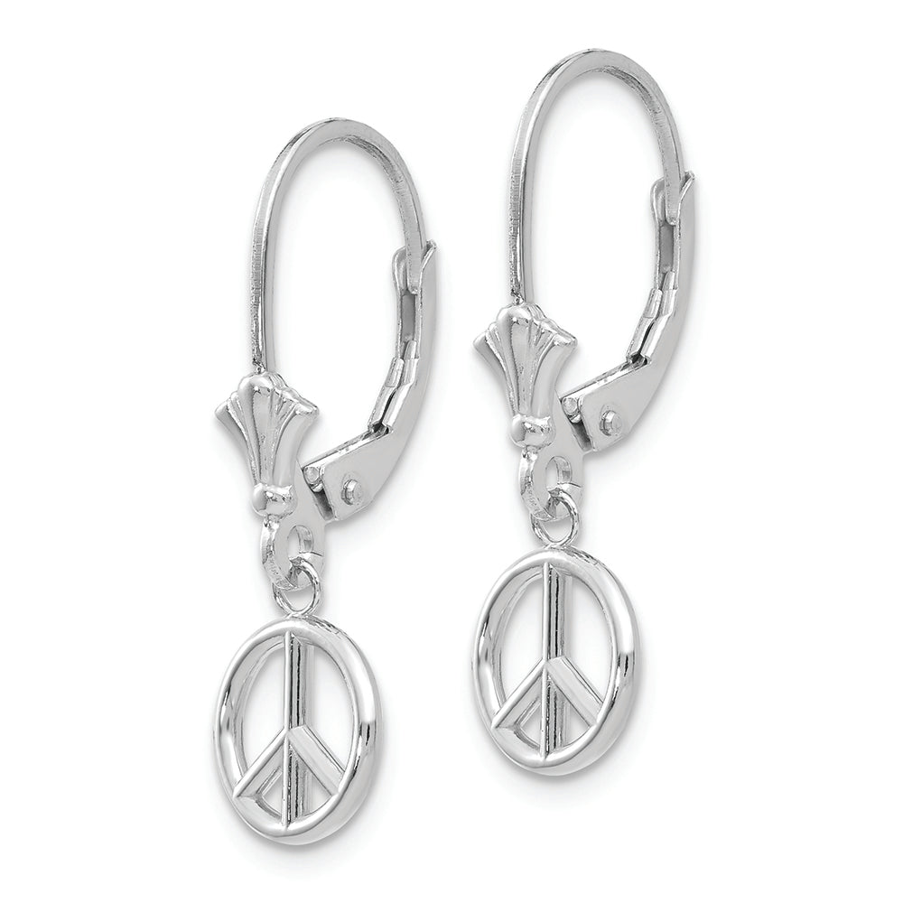 FJC Finejewelers 14k White Gold 3d Peace Symbol Leverback Earrings