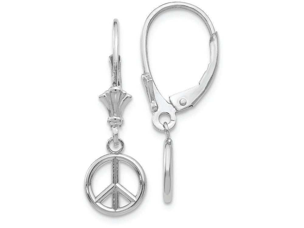 FJC Finejewelers 14k White Gold 3d Peace Symbol Leverback Earrings