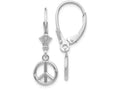 FJC Finejewelers 14k White Gold 3d Peace Symbol Leverback Earrings