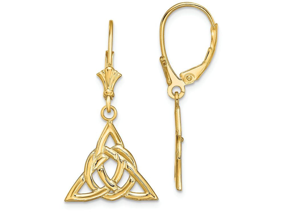 FJC Finejewelers 14k Yellow Gold Sm Celtic Trinity Knot Leverback Earringscut-out