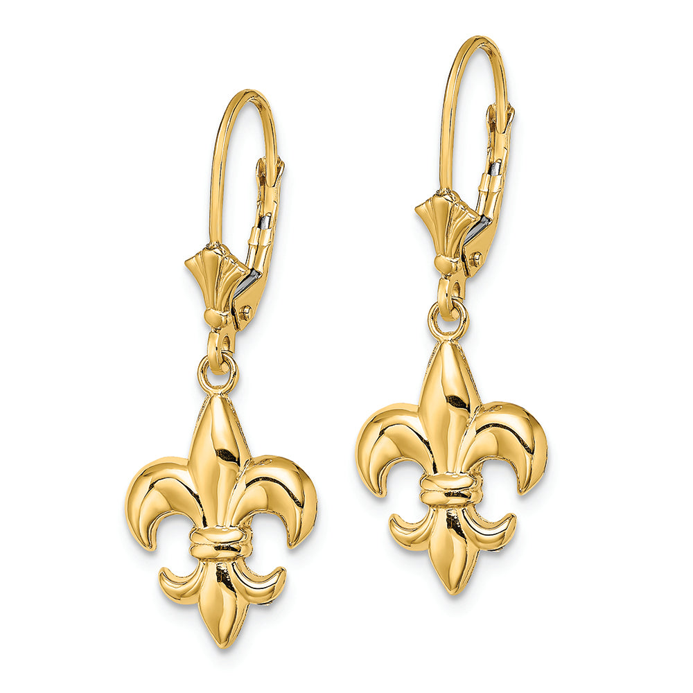 FJC Finejewelers 14k Yellow Gold Small Fleur-de-lis Leverback Earrings