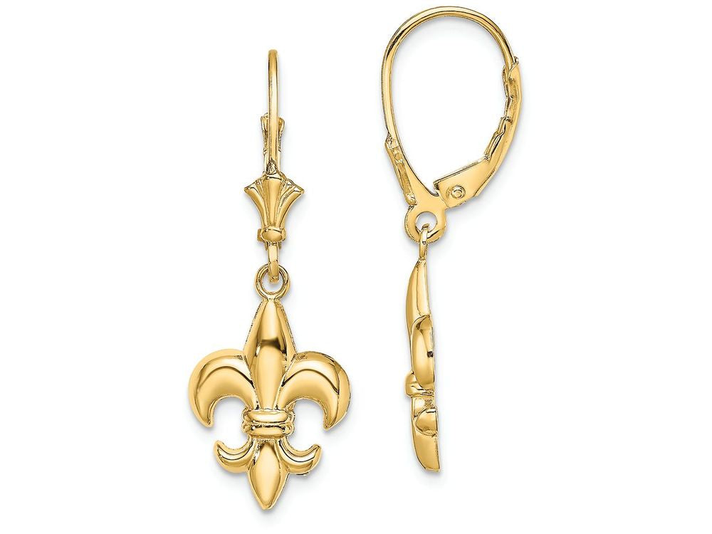 FJC Finejewelers 14k Yellow Gold Small Fleur-de-lis Leverback Earrings