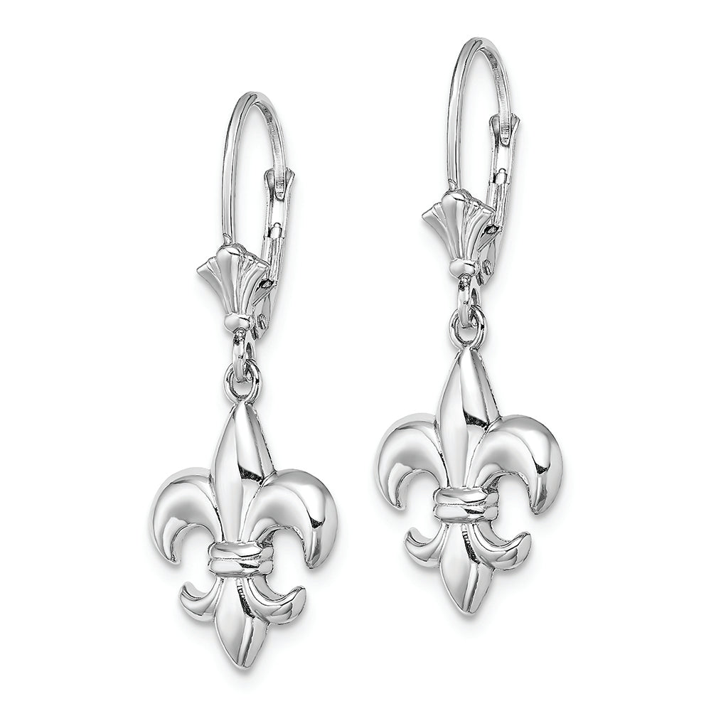FJC Finejewelers 14k White Gold Small Fleur-de-lis Leverback Earrings