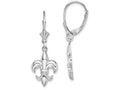 FJC Finejewelers 14k White Gold Small Fleur-de-lis Leverback Earrings