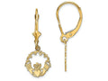 FJC Finejewelers 14k Yellow Gold Claddagh In Circle with Lace Trimleverback Earrings