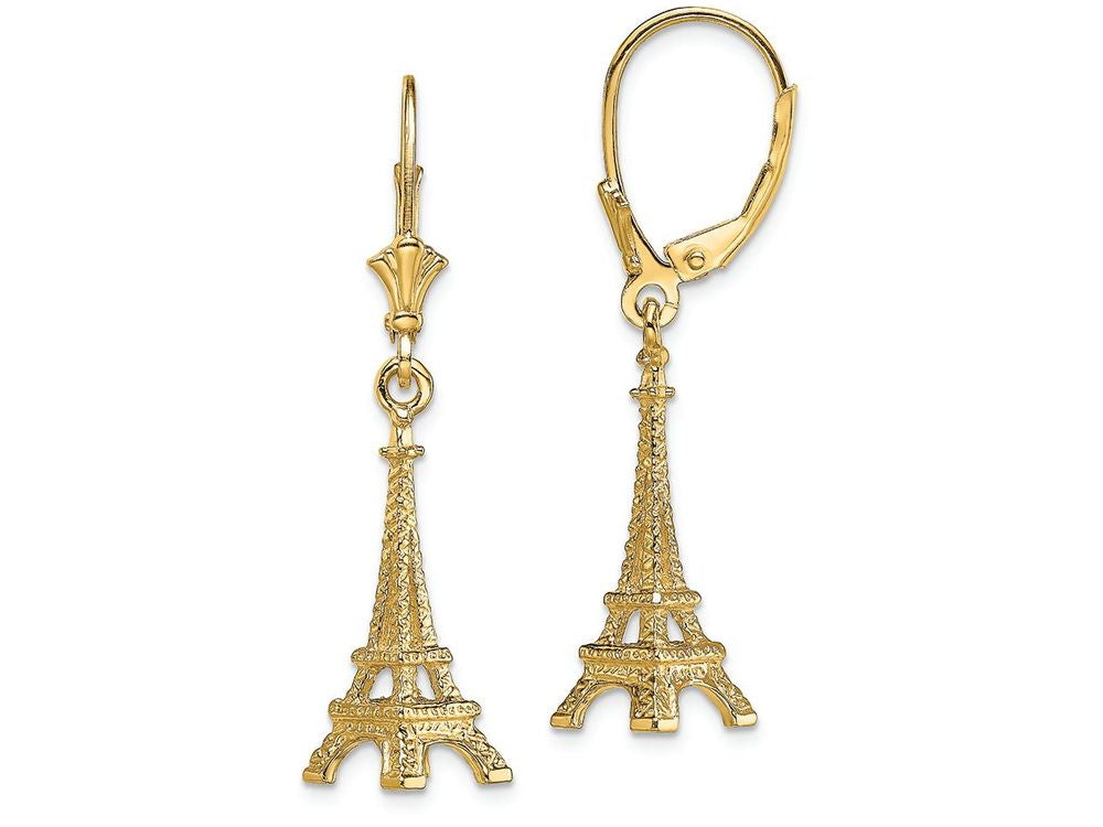 FJC Finejewelers 14k Yellow Gold 3D Eiffel Tower [paris]leverback Earrings