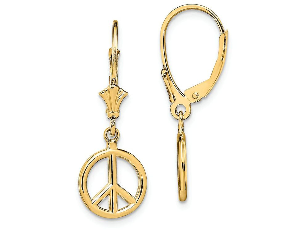 FJC Finejewelers 14k Yellow Gold 3d Peace Symbol Leverback Earrings