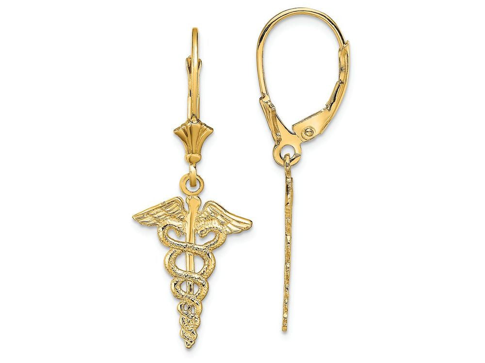 FJC Finejewelers 14k Yellow Gold Caduceusleverback Earrings