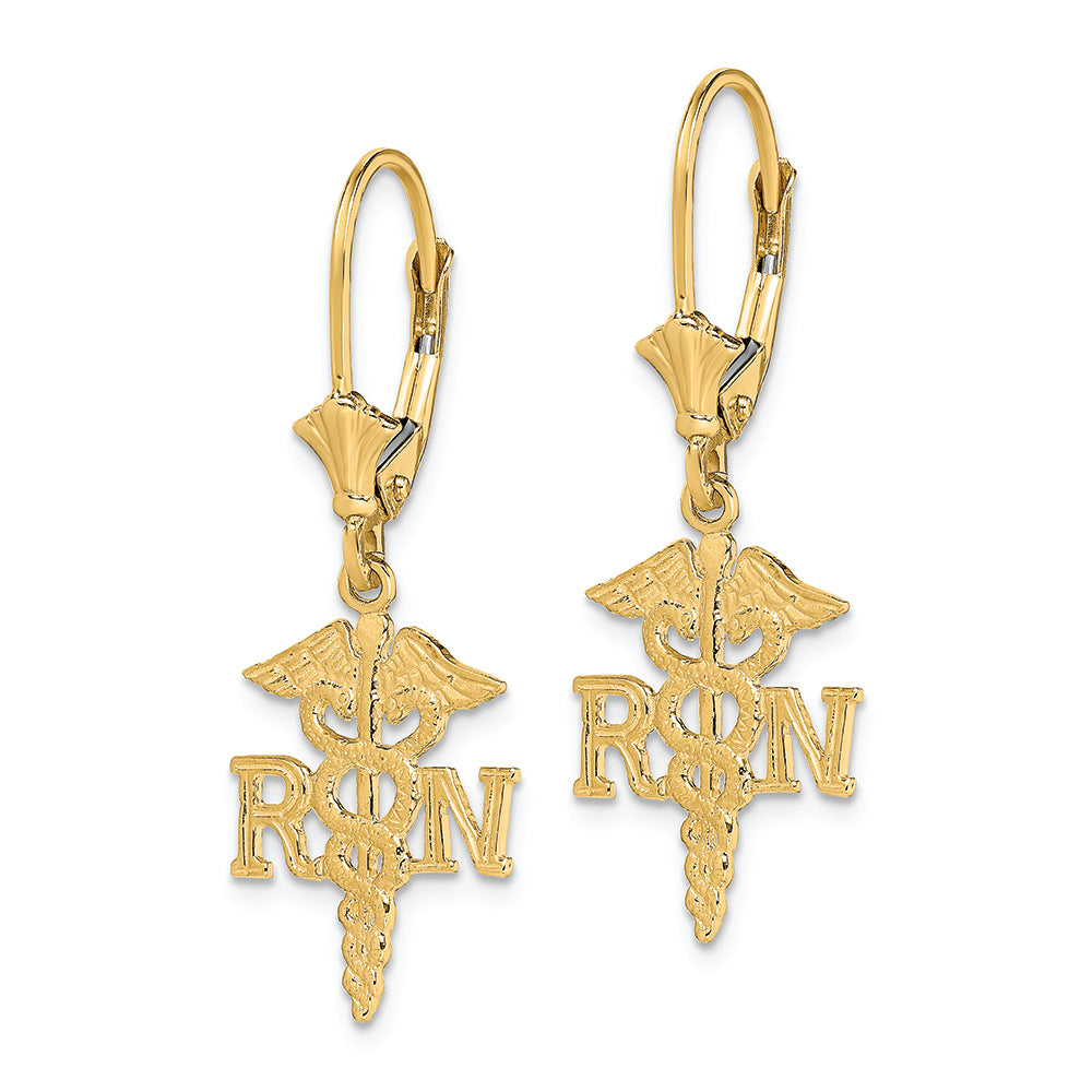 FJC Finejewelers 14k Yellow Gold Rn" Caduceus Leverback Earrings