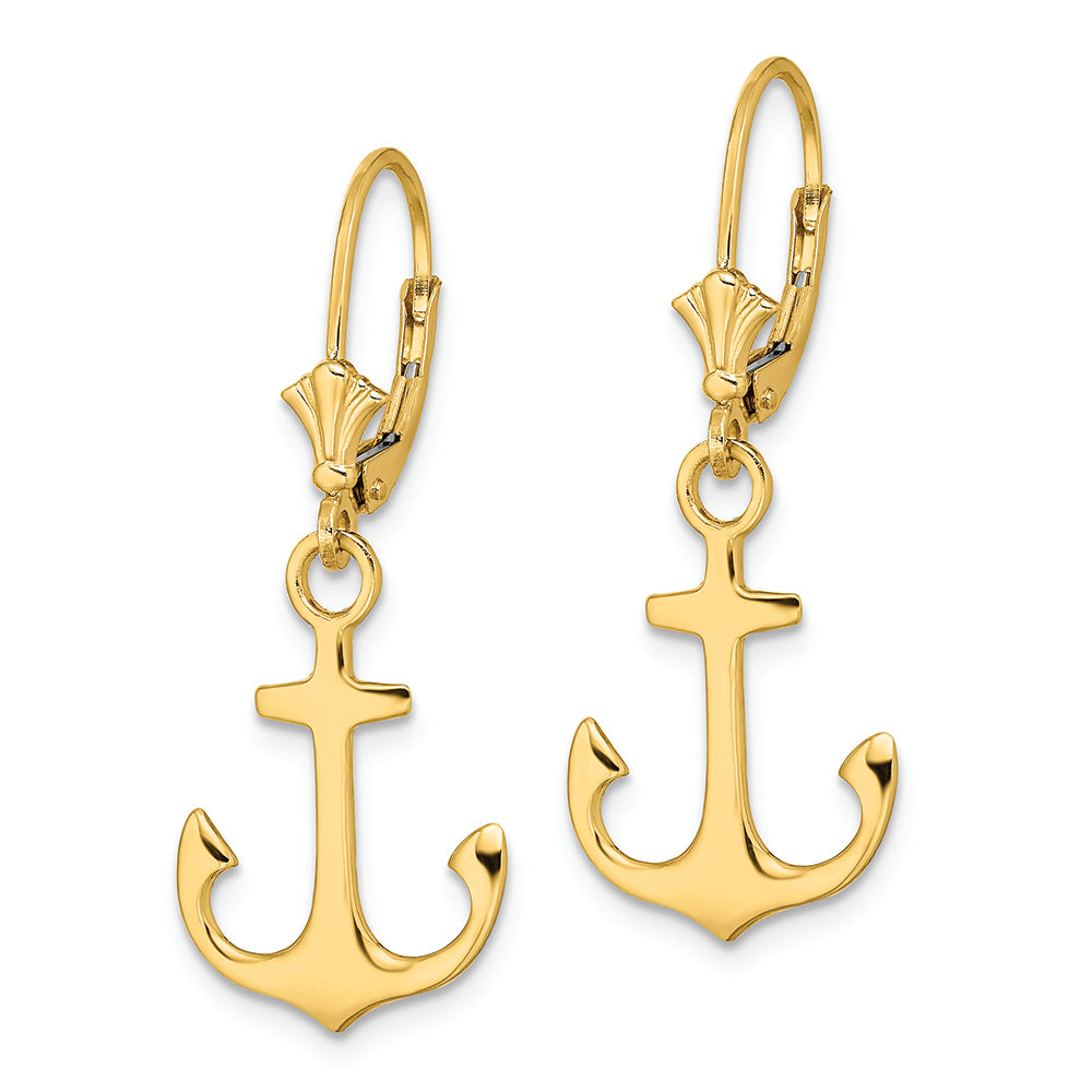 FJC Finejewelers 14k Yellow Gold Anchor Leverback Earrings