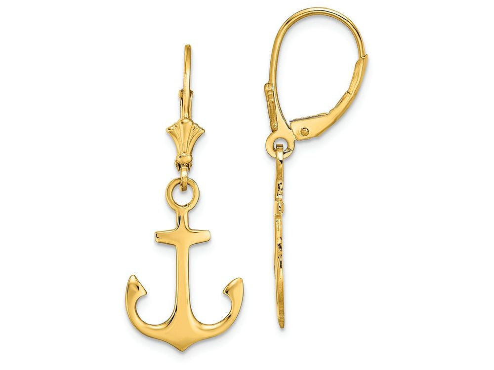 FJC Finejewelers 14k Yellow Gold Anchor Leverback Earrings