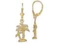 FJC Finejewelers 14k Yellow Gold Double Palm Trees with Tall Trunks Leverback Earrings