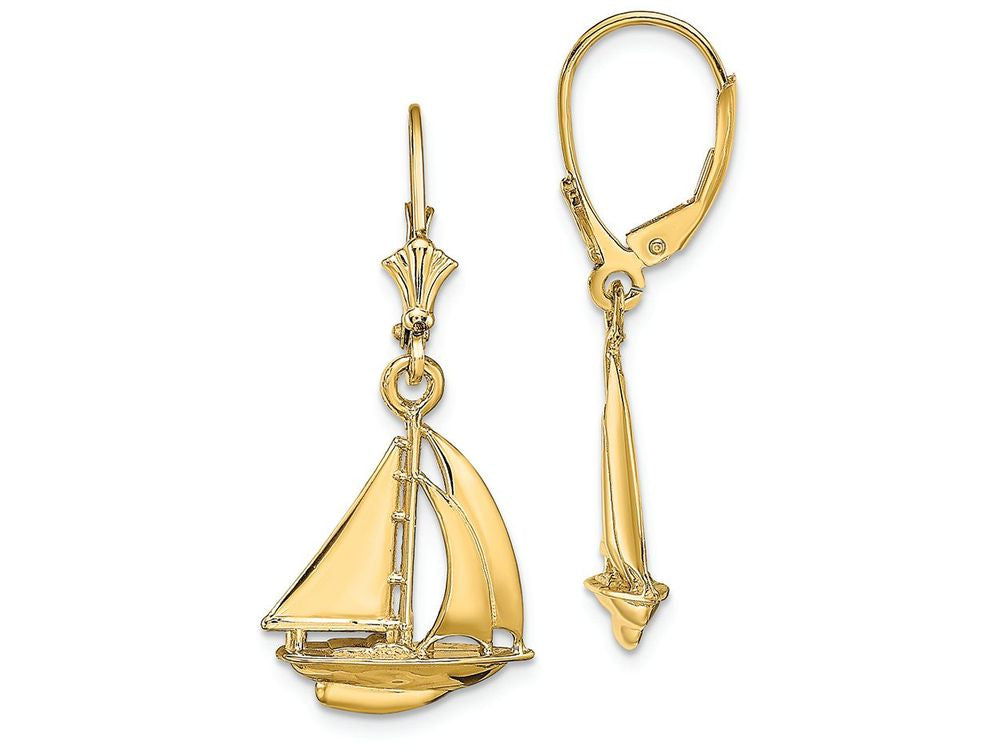 FJC Finejewelers 14k Yellow Gold Sailboat Leverback Earrings