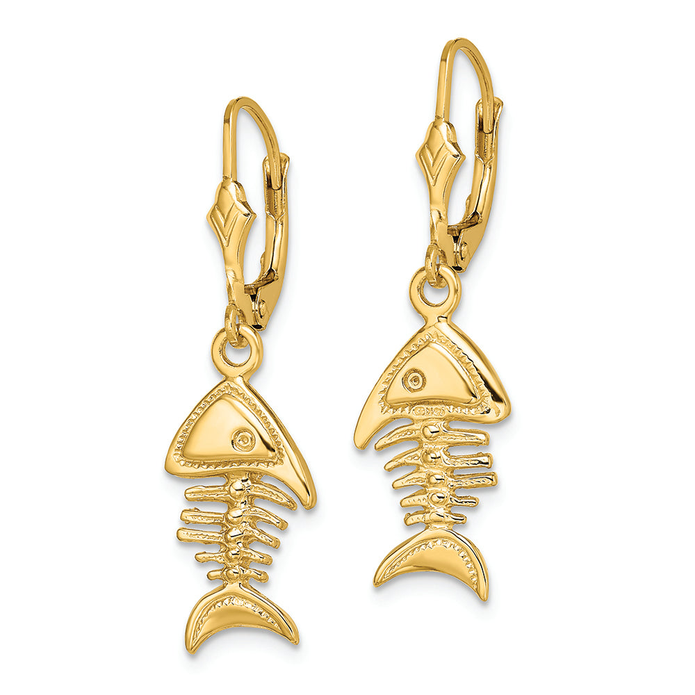 FJC Finejewelers 14k Yellow Gold 3d Fishbone Leverback Earrings