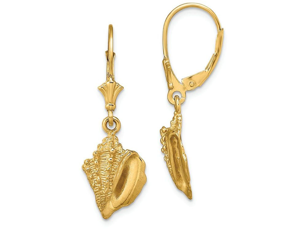 FJC Finejewelers 14k Yellow Gold Conch Shell Leverback Earrings