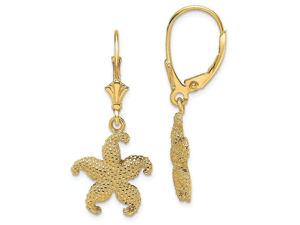FJC Finejewelers 14k Yellow Gold Puffed Starfish Leverback Earrings