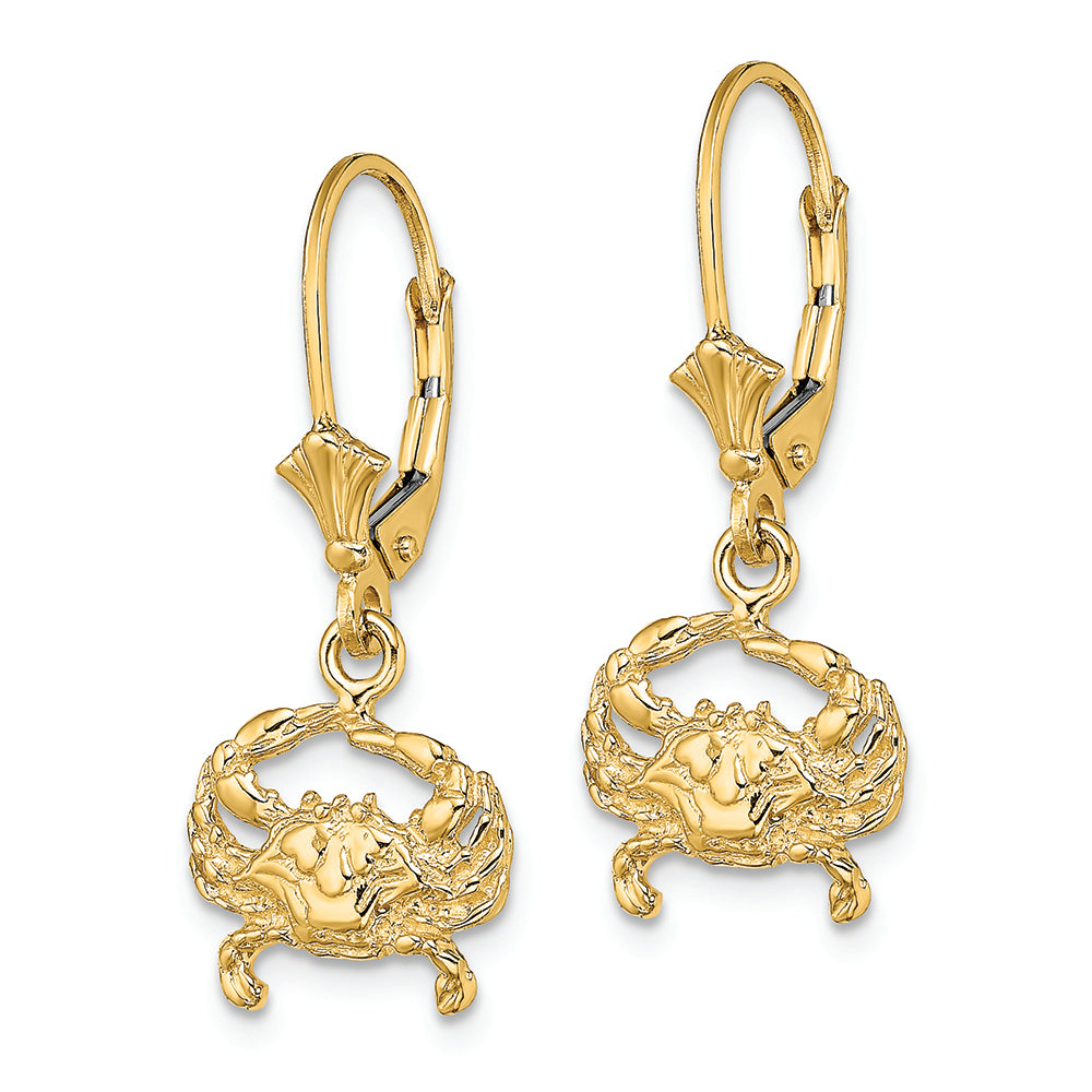 FJC Finejewelers 14k Yellow Gold Blue Crab Leverback Earrings