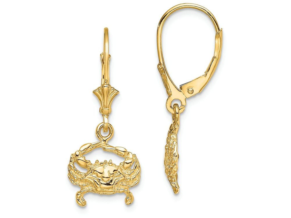 FJC Finejewelers 14k Yellow Gold Blue Crab Leverback Earrings
